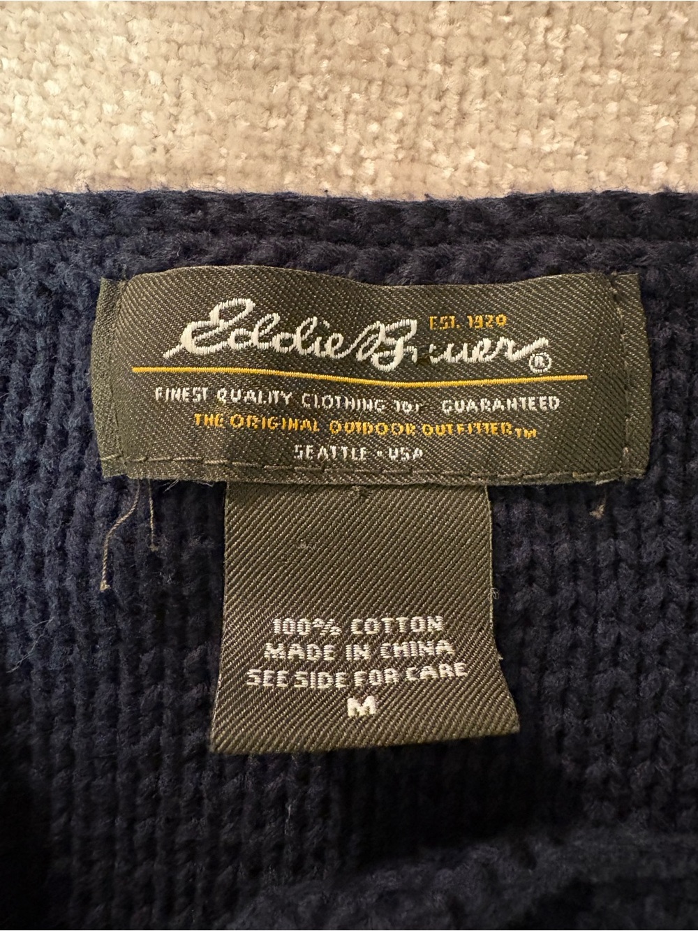 Adorable Women’s Eddie Bauer Navy and Cream Striped Open Cardigan Size M - Picture 9 of 14